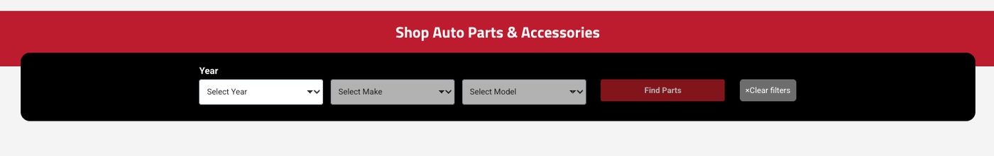 Year/Make/Model fitment search bar