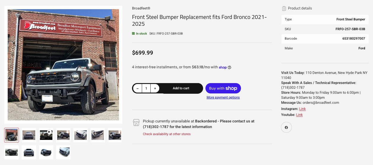 Product detail page